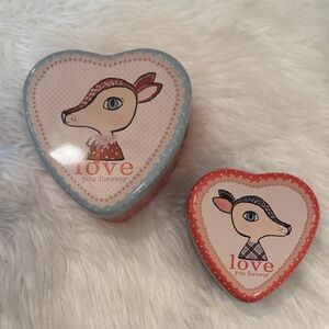EUC Maileg Heart-Shaped Tin Boxes with Deer Design!